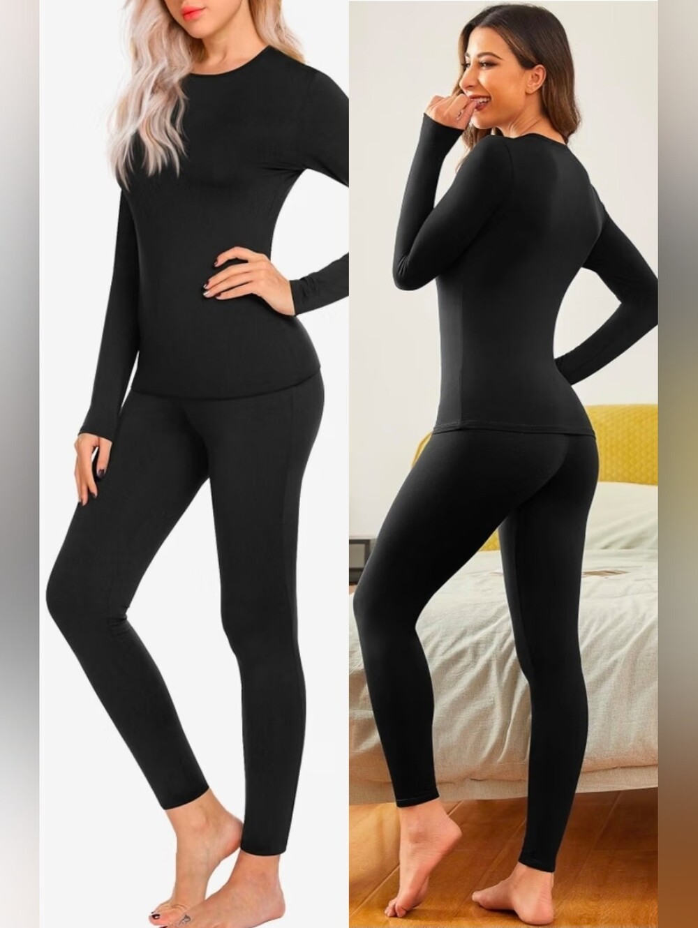 Ekouaer Thermal Top and Leggings Long Johns Set Lightweight Base Layer New